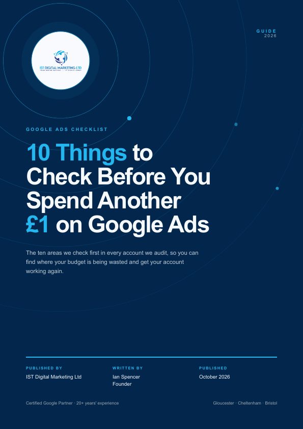Cover of the guide: 10 Things to Check Before You Spend Another £1 on Google Ads